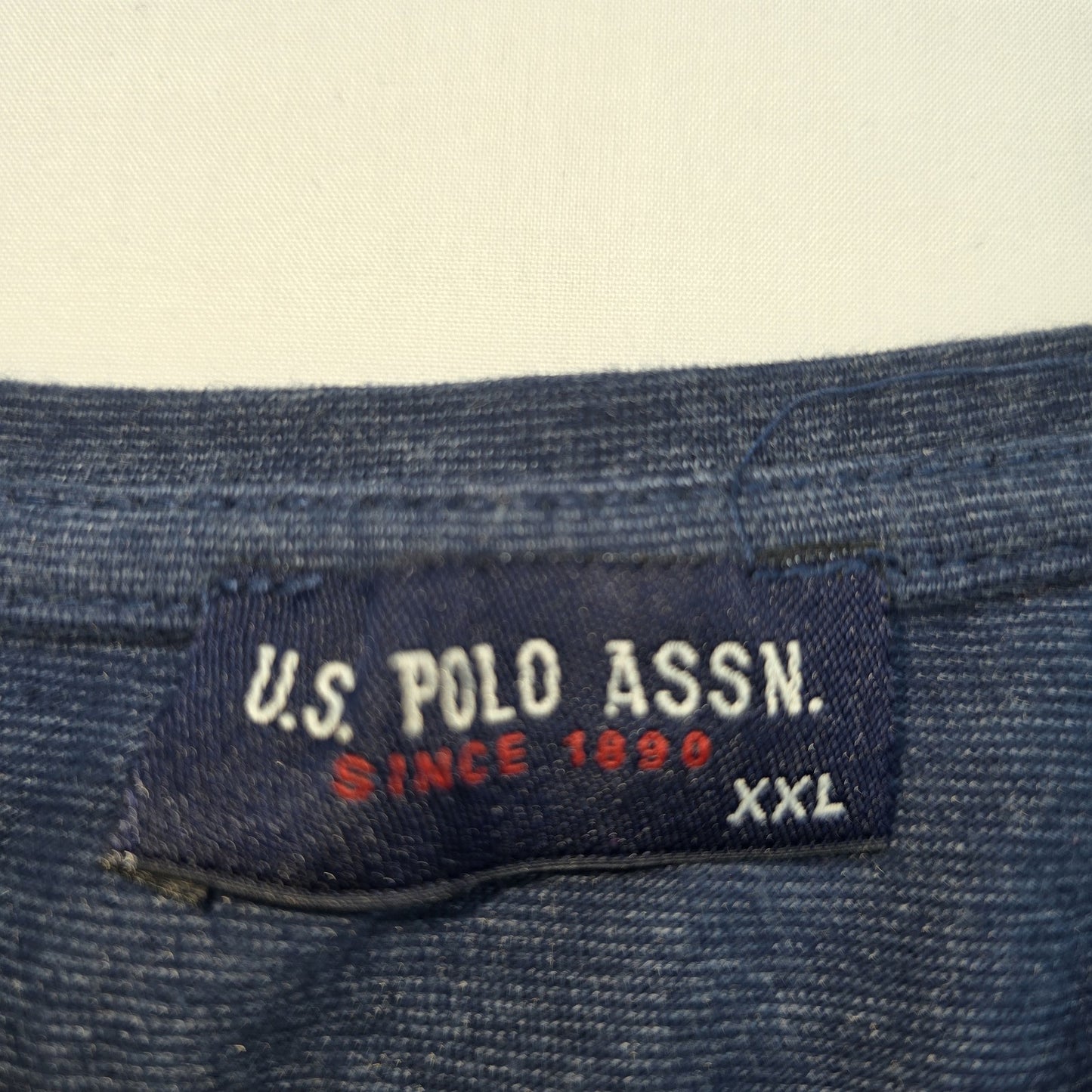 U.S. Polo Assn Men Navy Blue T-Shirt XXL Solid Logo Jersey Crew Neck