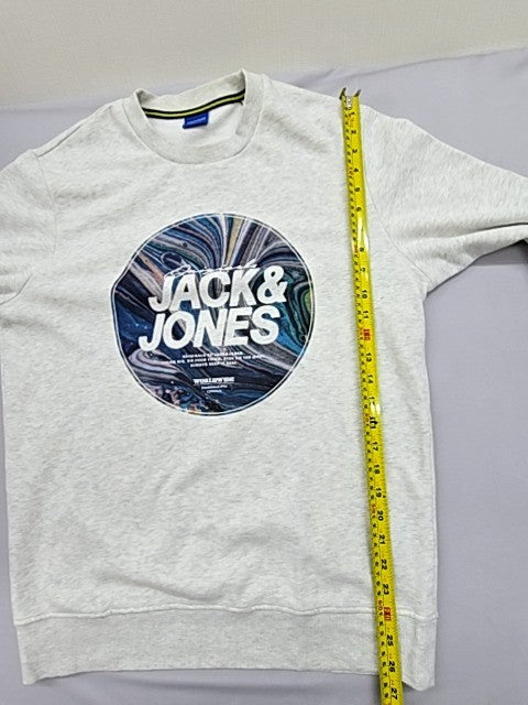 Jack & Jones Originals Grey Printed Crewneck Sweatshirt Men's L