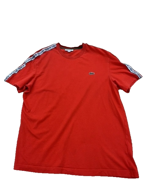 Lacoste Men's Red T-Shirt – Size L, Logo, Short Sleeve – Ref A8020