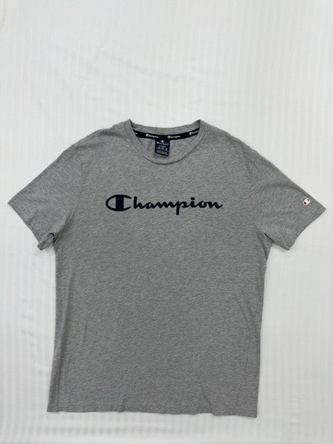 Champion Men's Gray T-Shirt – Size L, Logo
