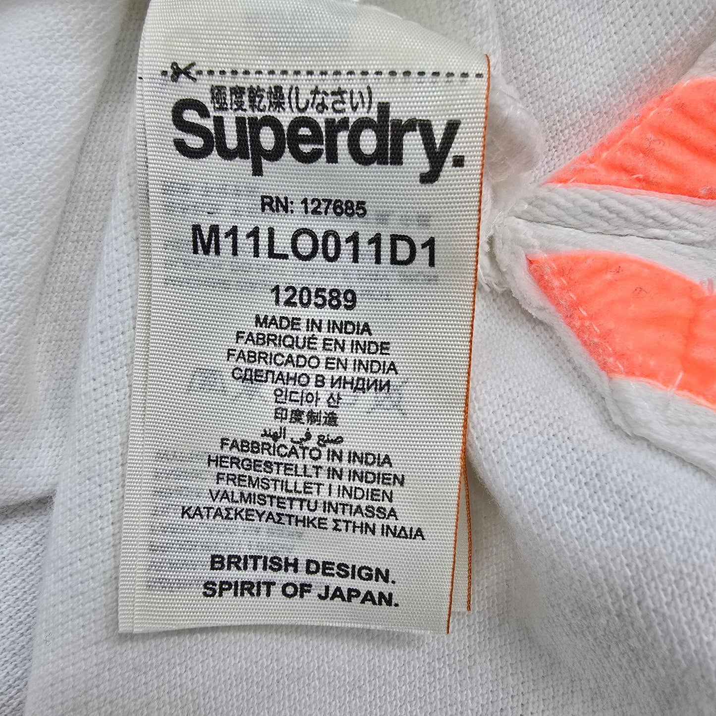 Superdry Classic Polo Shirt Men's L White Cotton Blend Logo Sport