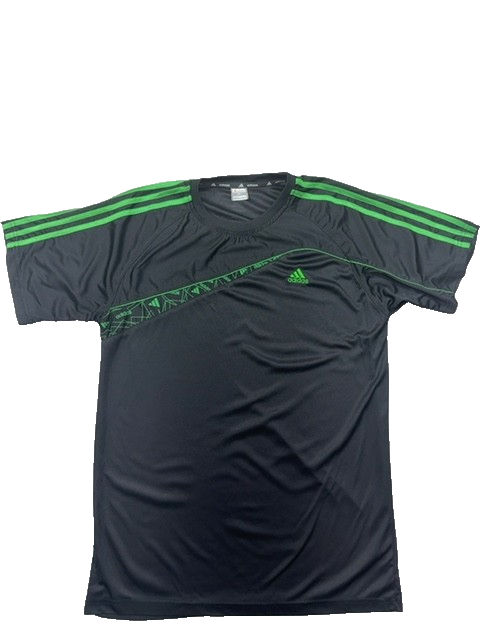 Adidas Men's Black Stripe XXL Short Sleeve Polyester Crewneck T-Shirt