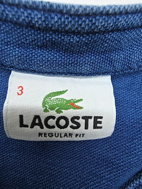 Lacoste Boys Blue Polo Shirt Size 3 Cotton Pique Henley