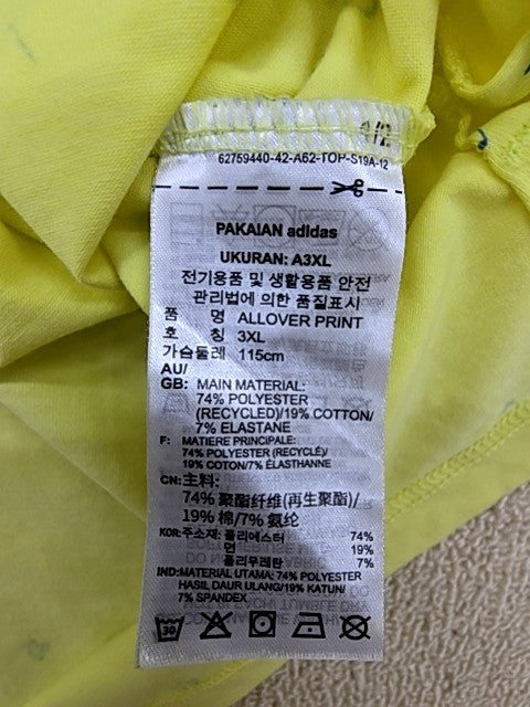 Adidas Men's Yellow Primegreen Golf Polo Shirt XXL Short Sleeve