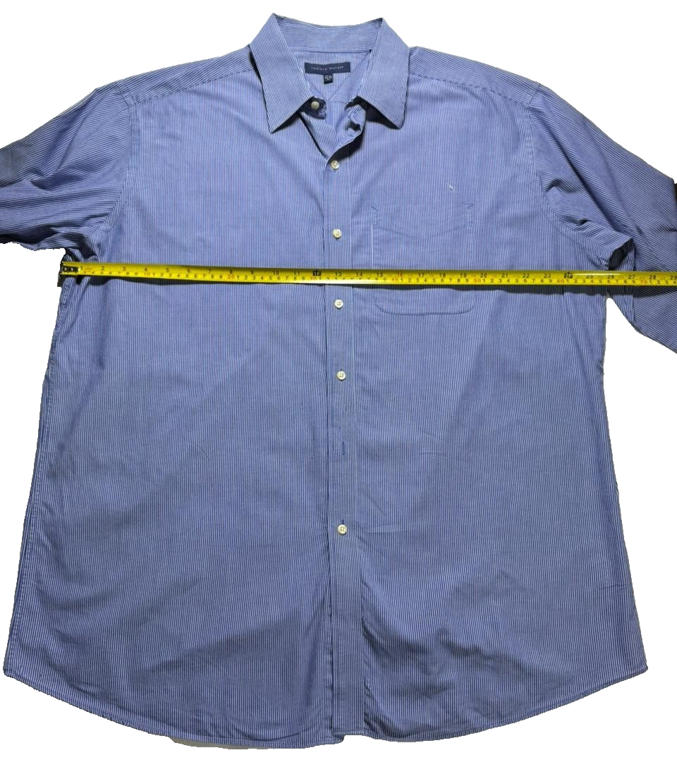 Tommy Hilfiger Men's Shirt | Size XL 34-35 | Blue White Striped