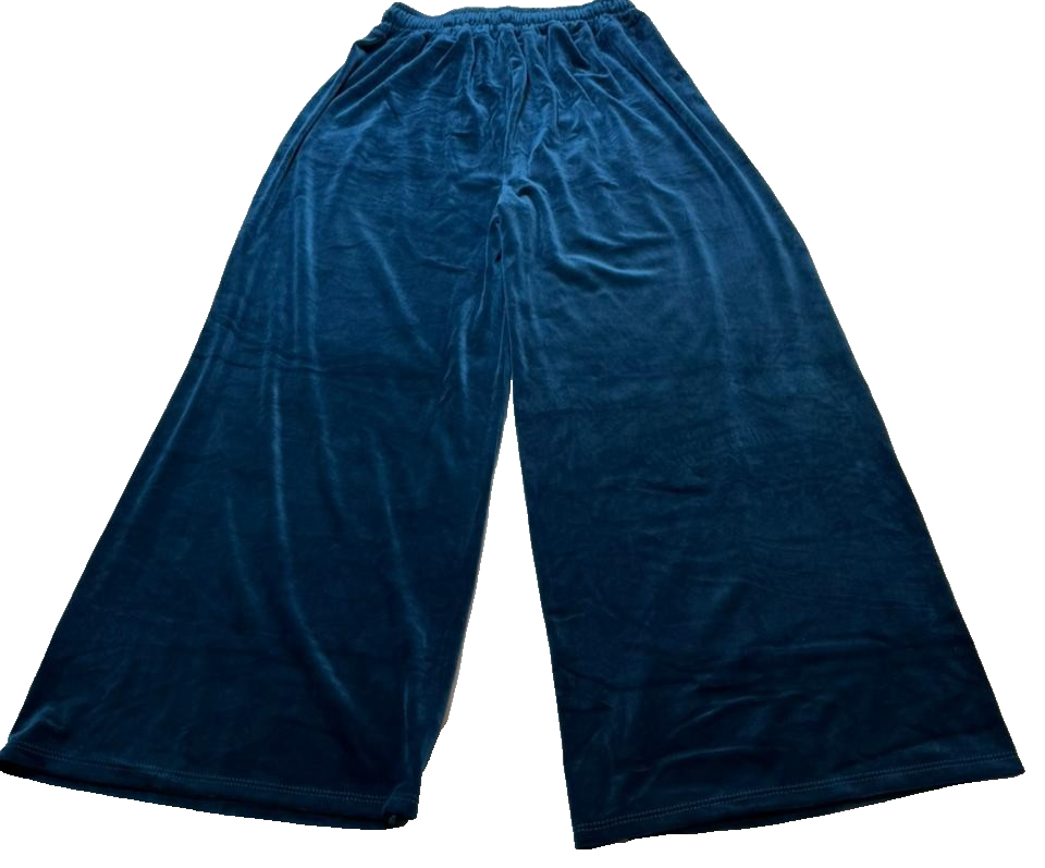 Woman Proto Moda Shengtai Valvet  Drawstring Waist Trousers Sea Blue Size 36