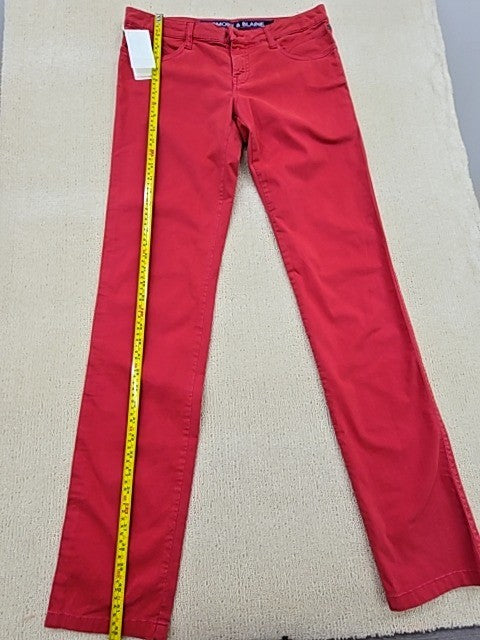 Hablaine Red Straight Leg Women's Jeans Size 44 Zip Pockets Cotton Blend