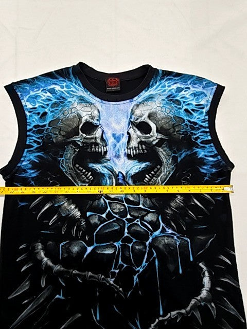 Spiral Direct Black/Blue Skull Gothic Tank Top L Cotton Sleeveless