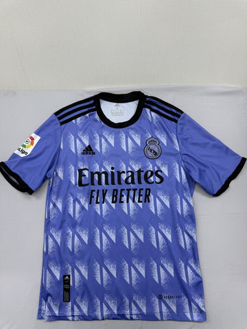Adidas Men's S Blue Soccer Jersey Zigzag Short Sleeve Eco Poly