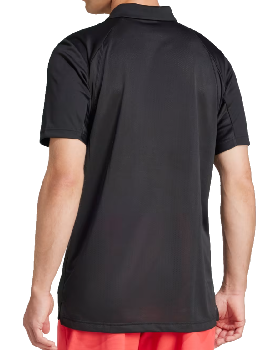 Adidas Men'S Black Golf Polo Shirt Climalite Textured Stripe Logo Size L