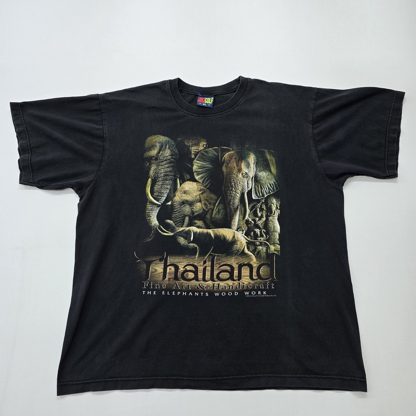 JuliGulf Men Black Elephant Graphic T-Shirt Size XL Regular