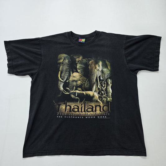 JuliGulf Men Black Elephant Graphic T-Shirt Size XL Regular
