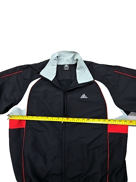 Adidas Men's Black Striped Cotton Track Jacket L Zip USA
