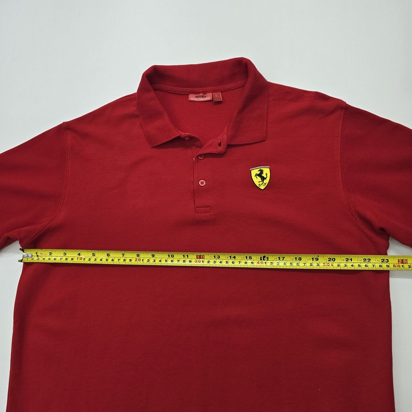 Ferrari Men Red Polo Pique Knit 3XL Button Placket Logo Patch Regular