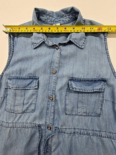 Mama Women's Light Blue Sleeveless Denim Shirt Midi Dress Size M