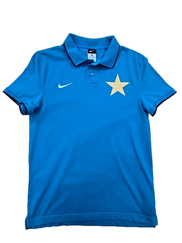 Nike Blue Polo Shirt Men's M Short Sleeve Button Solid Collar