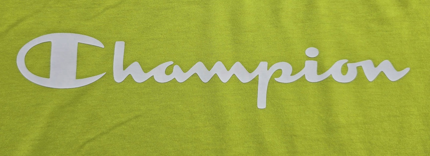 Champion Men's Neon Lime Green T-Shirt Small Cotton Crew Neck