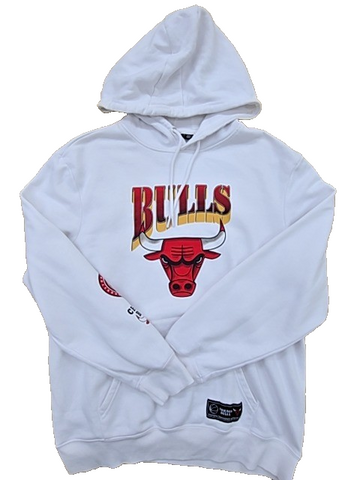 Chicago Bulls Men's White Fleece Pullover Hoodie 2XL Embroidered