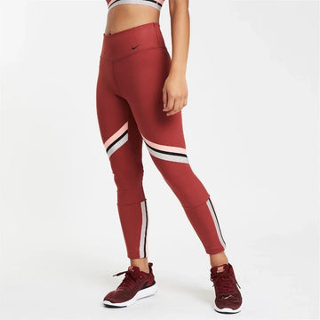 Nike One Icon Clash Women's Tights In A Red Color With Pink And Silver Glitter