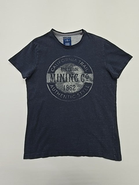 Tom Tailor Men Navy Graphic T-Shirt Size L Crew Neck