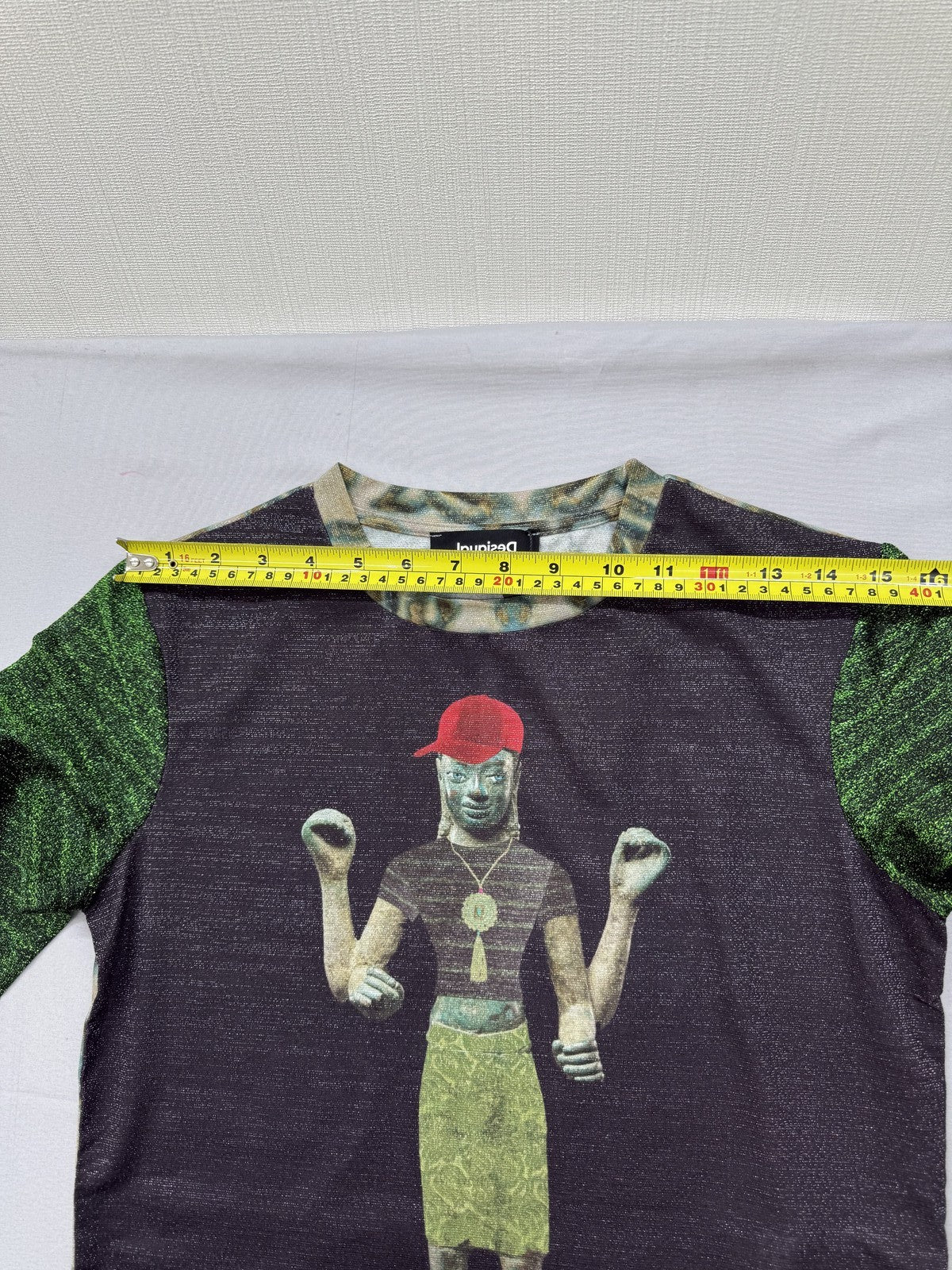 LubnaDes Green Printed Long Sleeve Crewneck Sweatshirt L Regular Unisex