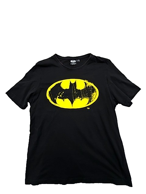 DC Comics Men's Black T-Shirt – Size M, Distressed, Logo