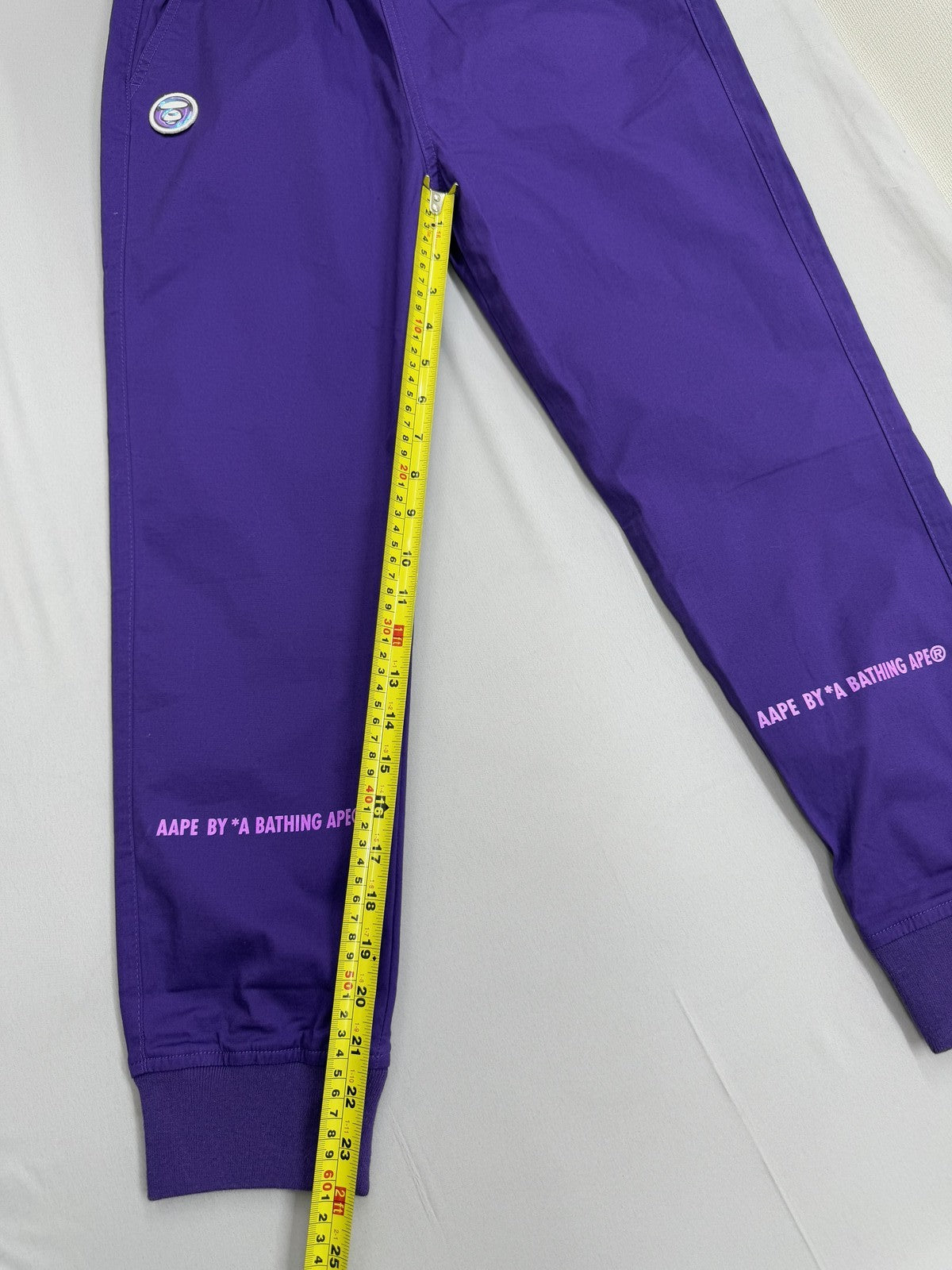 Aape Purple Women's Sweatpants S Tapered Logo Ribbed 98%Cotton