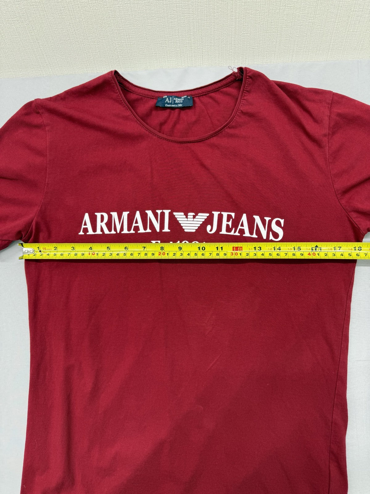 Armani Jeans Men's Red L Cotton Logo Crewneck Short Sleeve T-Shirt