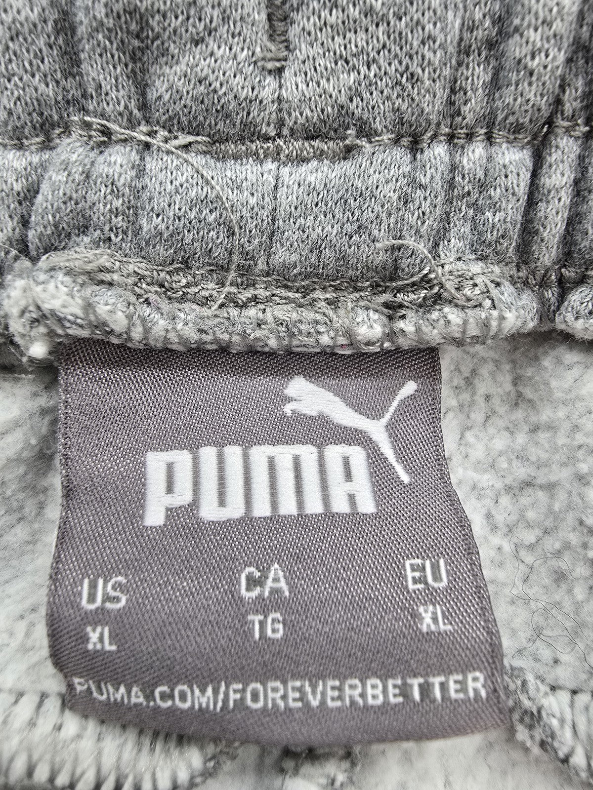 Puma Men's XL Gray Fleece Sweatpants Side Stripe Tapered 8487