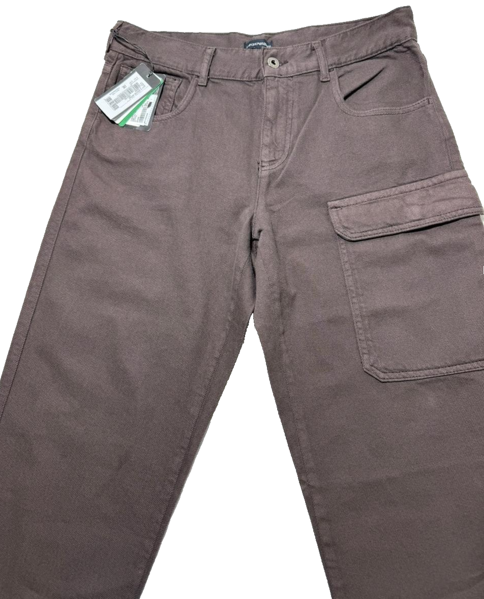 BNWT Emporio Armani Brown Cargo Straight Leg Jeans Men's Size 16A