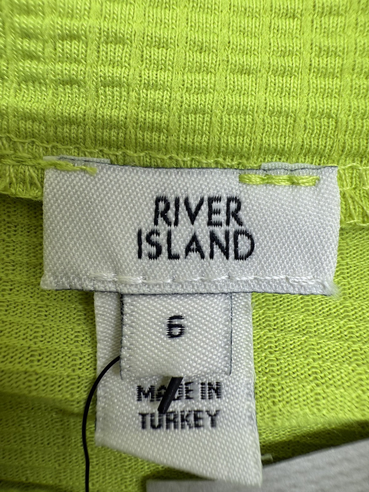 River Island Green Women's Hoodie Sz 2 Ruched Mock Neck Tie Cuff Long Sleeve
