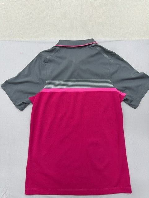 Nike Tour Performance Golf Polo Grey/Pink Stripe S Dri-FIT NWT