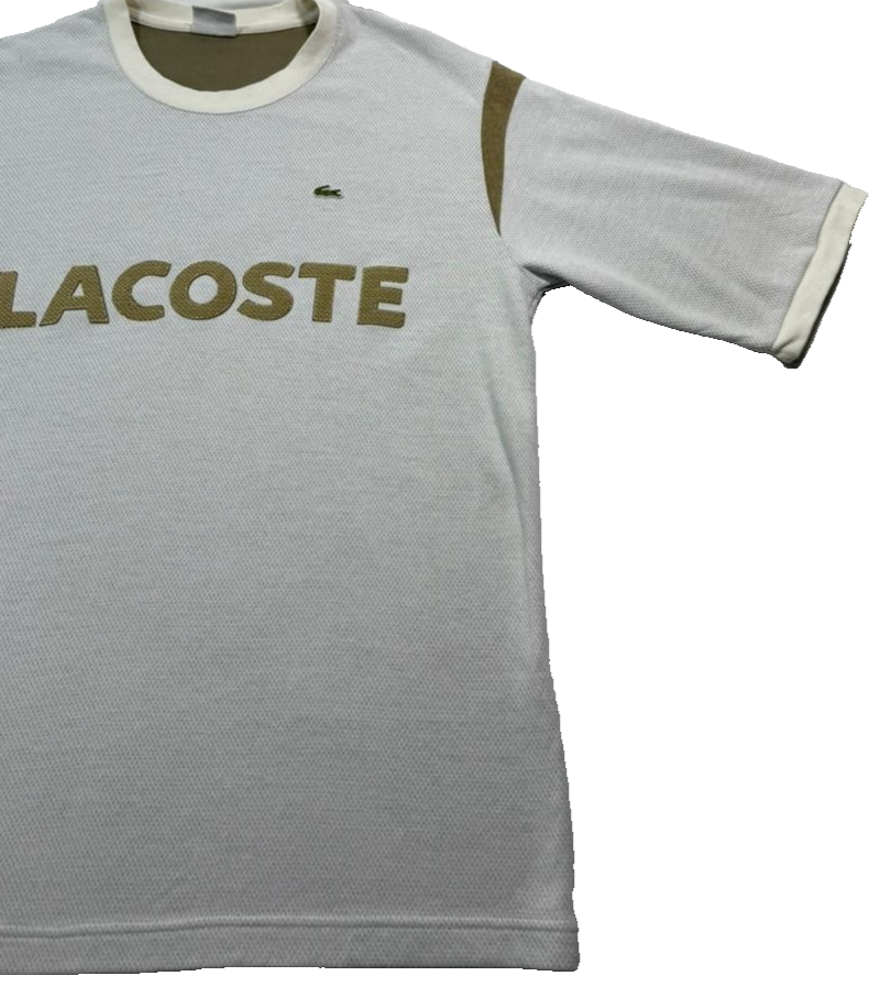Lacoste Logo Embroidered T-Shirt Sweatshirt Cotton Blend Size 5 [ Unisex]