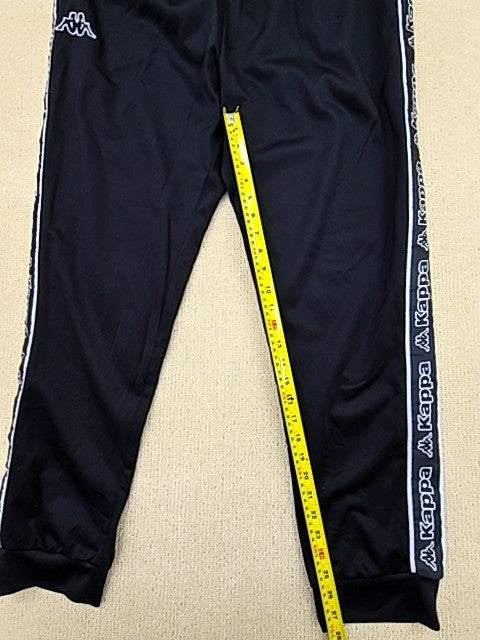 Kappa Men's Black Track Pants XXL Tapered Drawstring 100% Polyester