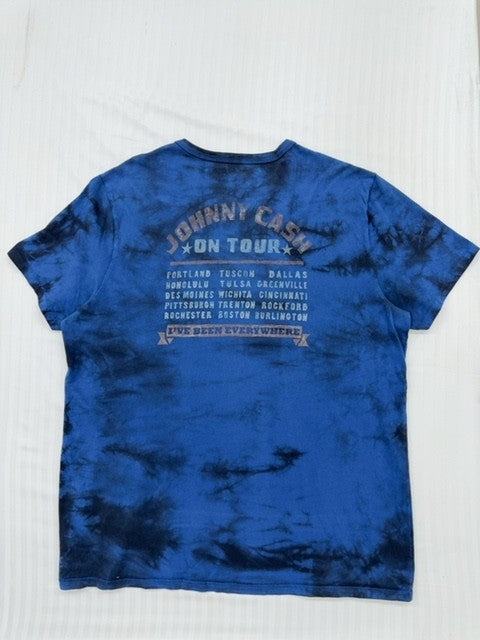 Johnny Cash Unisex Navy Blue Tie Dye All Star Tour XL Vintage