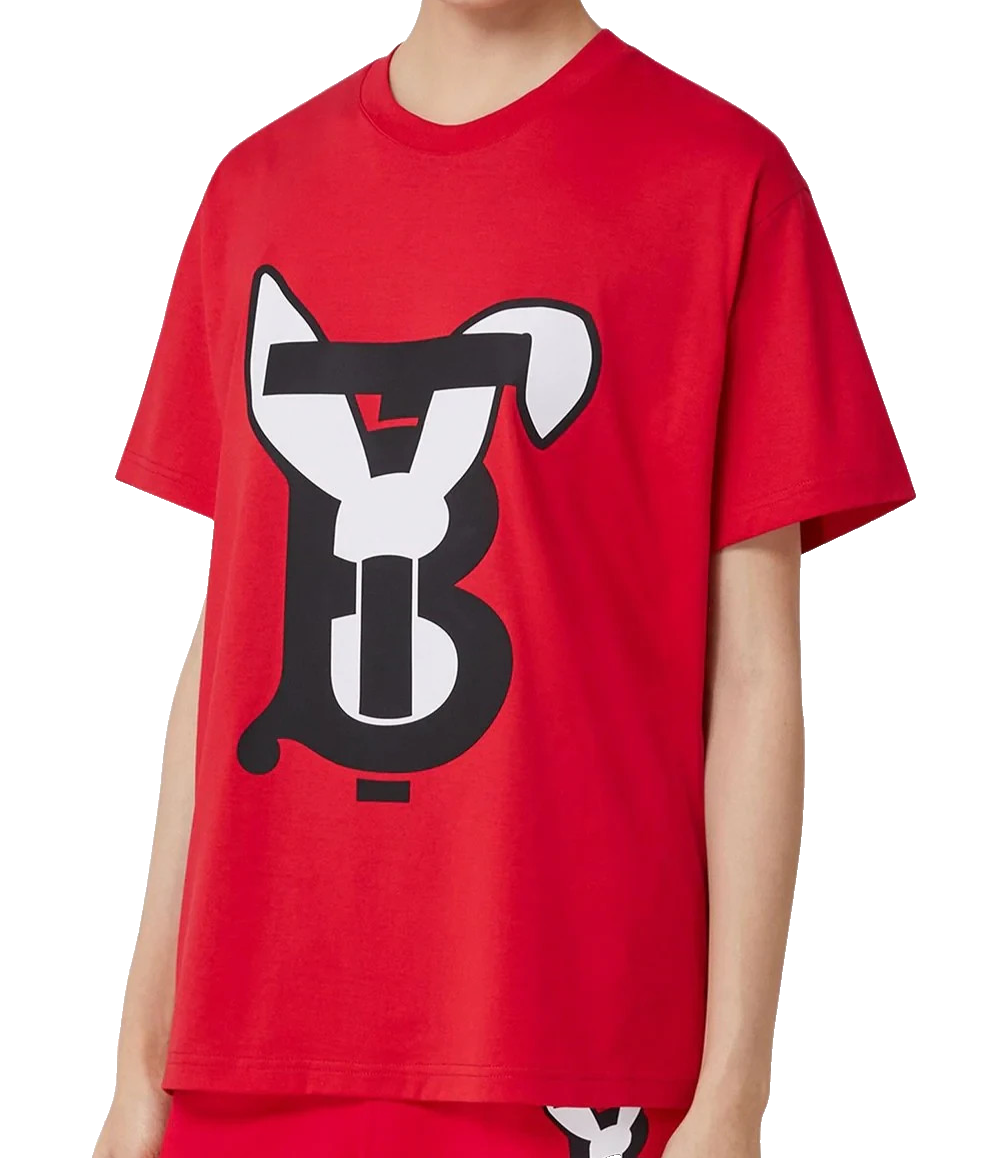 Men'S Red Burberry Rabbit Short Sleeve T-Shirt Xxl