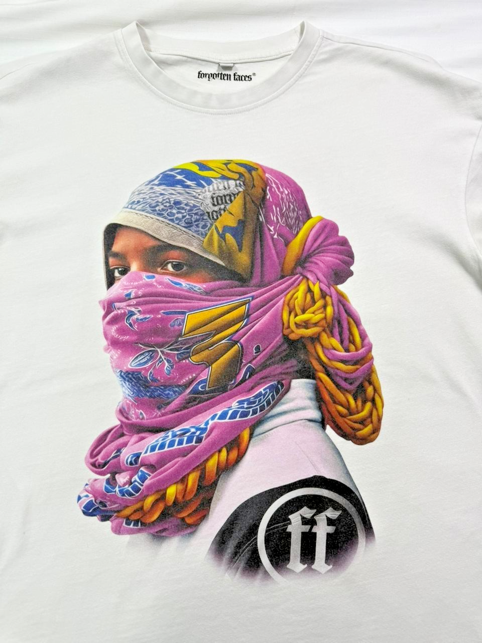 Men's T-Shirt Short-Sleeve Forgotten Faces Rider Oversized Tee White - Size S