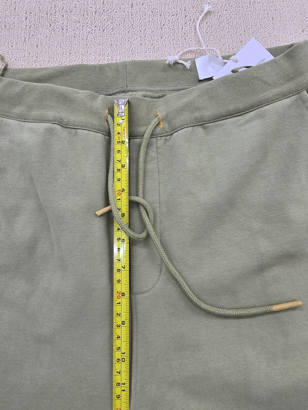 Hanna L Military Olive Pants Elastic Waist Drawstring Ribbed Cuffs Gold Piping