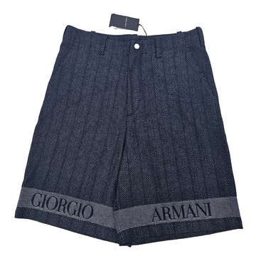 Giorgio Armani Cotton Bermuda Logo Shorts In Jacquard Navy 50 Bnwt