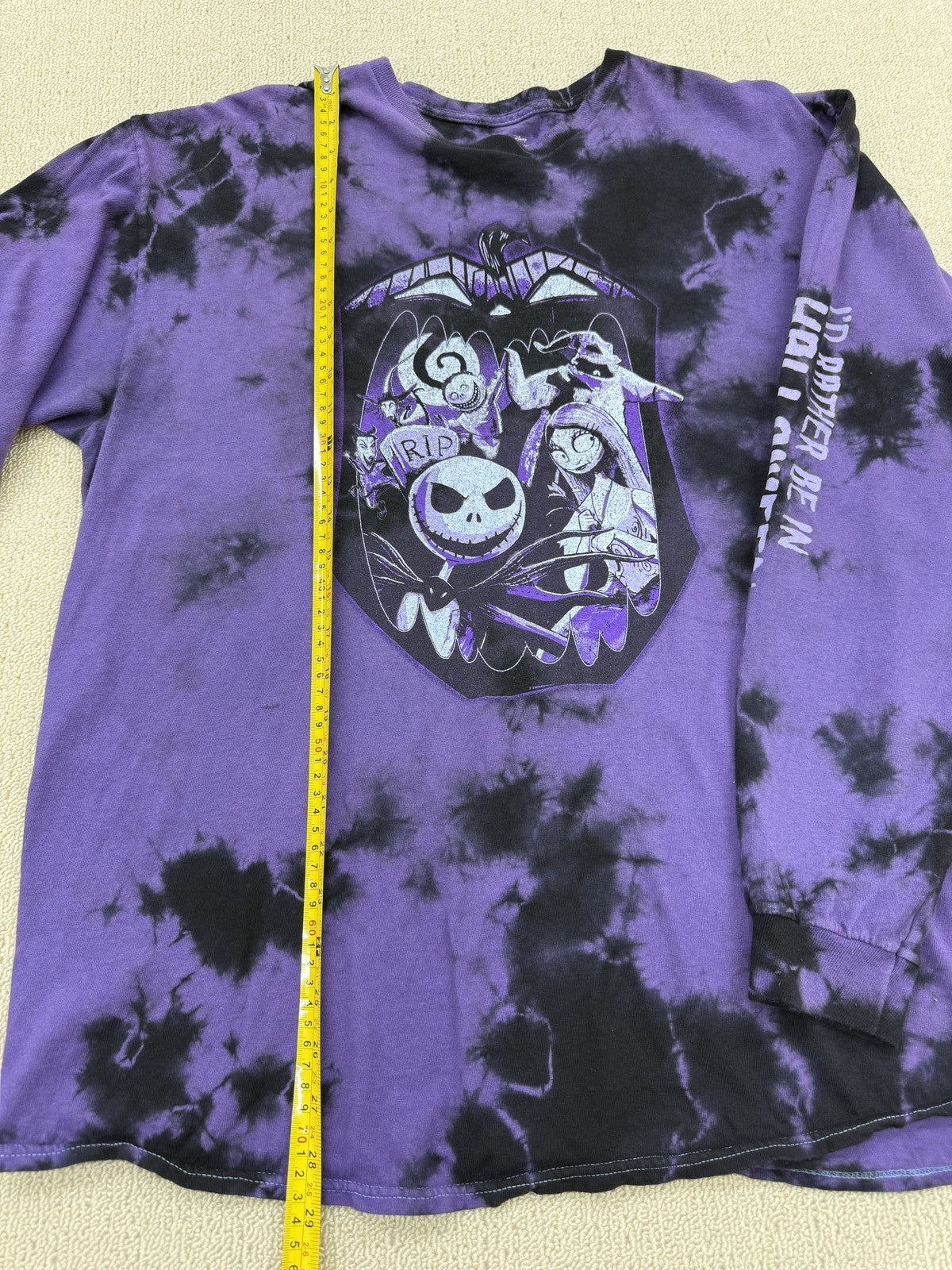Disney Men's Purple Jack Skellington Tie Dye Long Sleeve T-Shirt XL