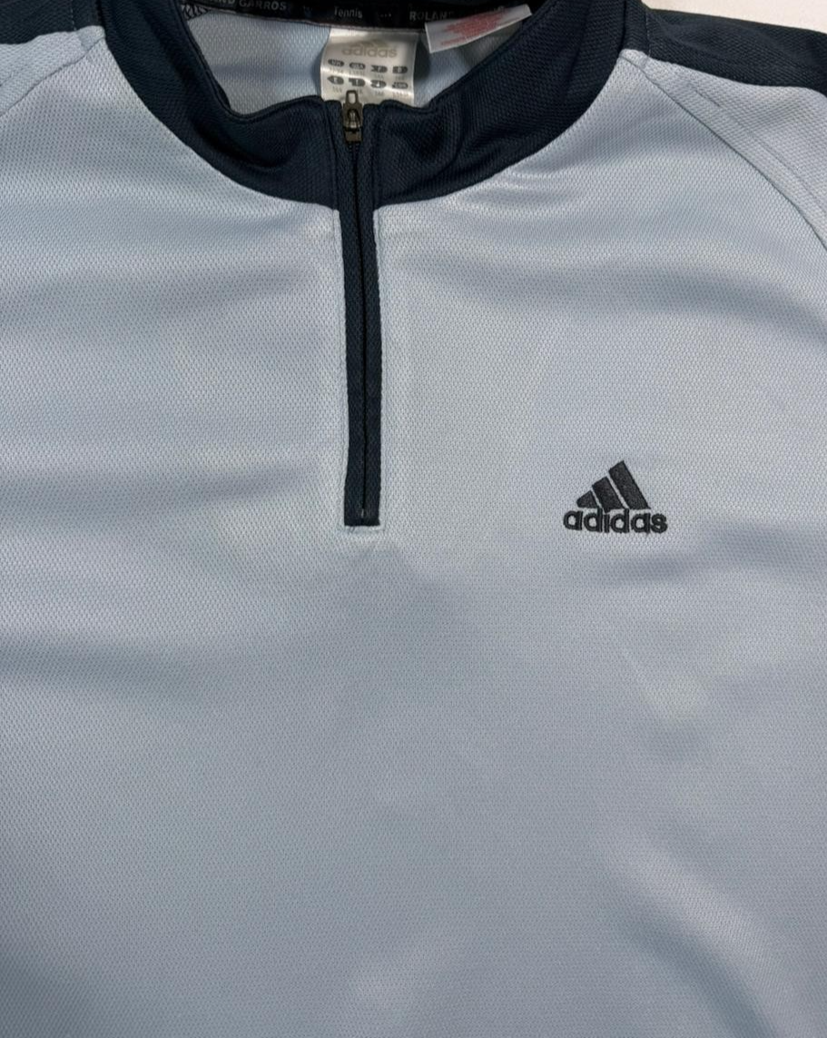 Adidas Roland Garros Men's Light Blue 1/4 Zip Tennis Shirt Size M