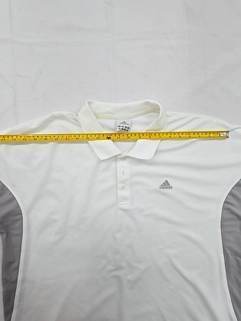 Adidas Men's White XL Short Sleeve Polo Shirt Button Closure