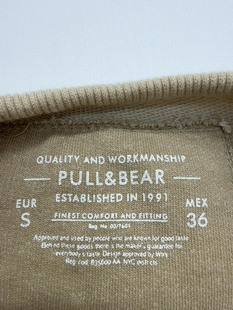 Pull&Bear Boys Tan Graphic Crew Sweatshirt Size S Pullover