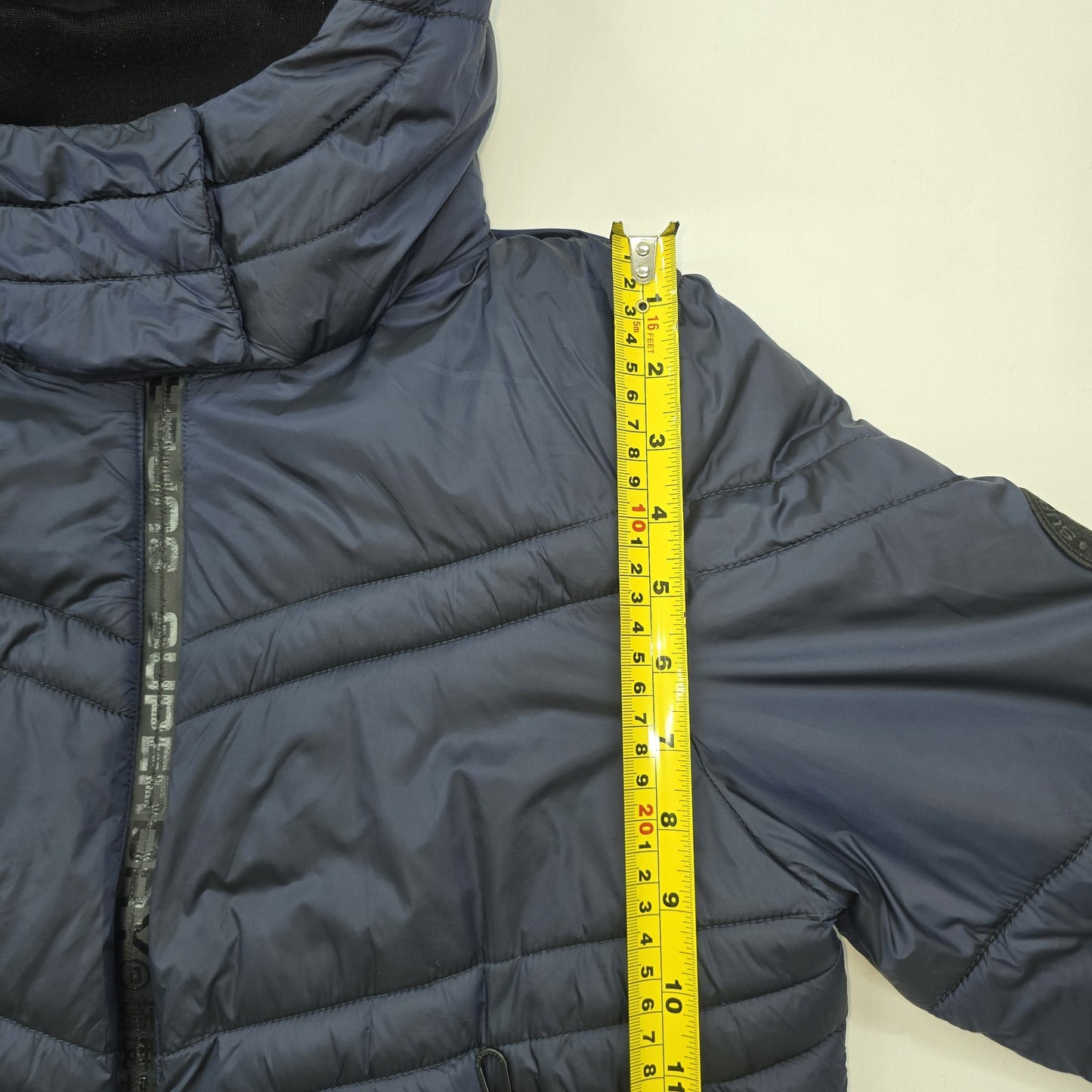Superdry Men's Navy Hooded Puffer Jacket Size M Zip Quilted Midweight