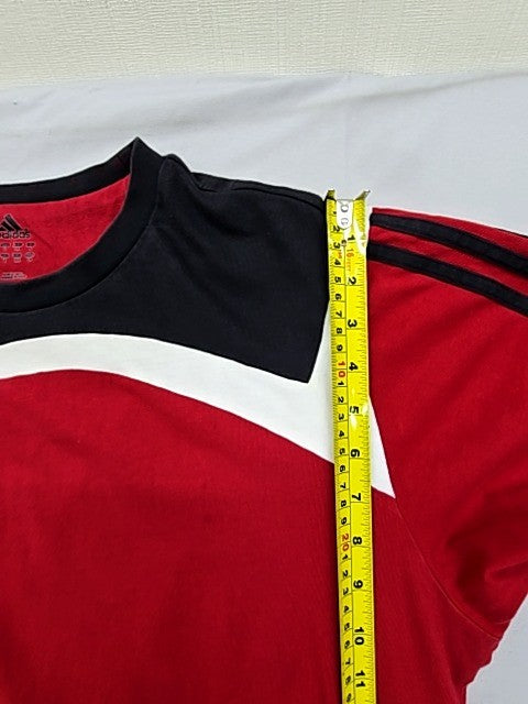 Adidas Unisex Red 3-Stripes Jersey Short Sleeve Size L Crewneck