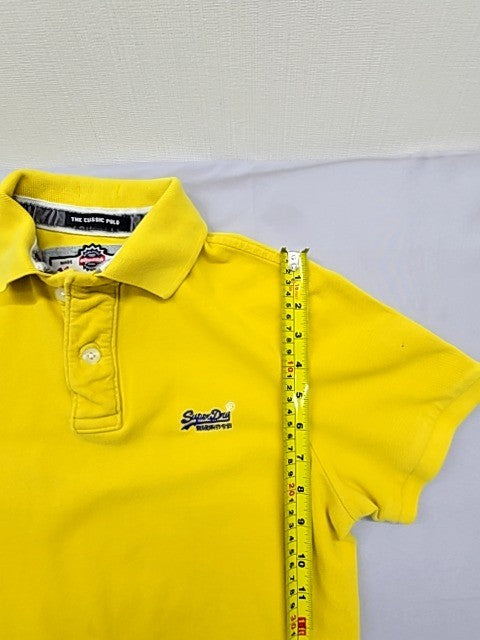 Superdry Men's Yellow Short Sleeve Polo Shirt Small