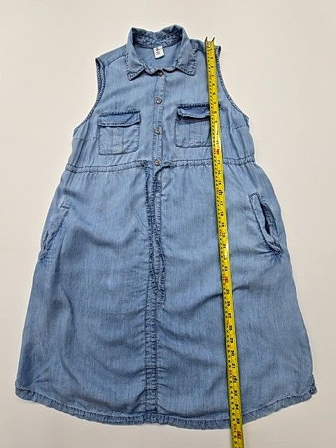 Mama Women's Light Blue Sleeveless Denim Shirt Midi Dress Size M