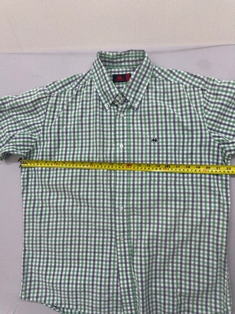 Robe di Kappa Men's Green Plaid Short Sleeve Button-Down M Cotton