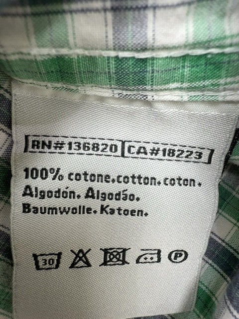 Robe di Kappa Men's Green Plaid Short Sleeve Button-Down M Cotton