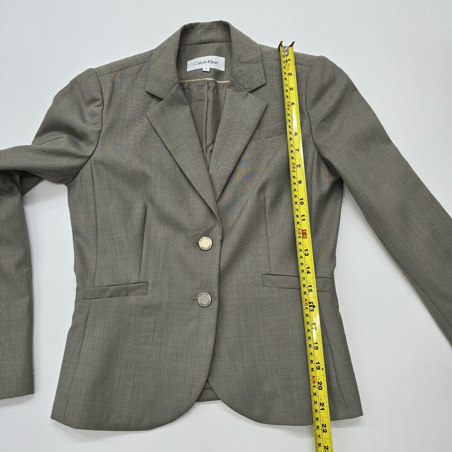 Calvin Klein Women Gray Blazer size 2 product image 9